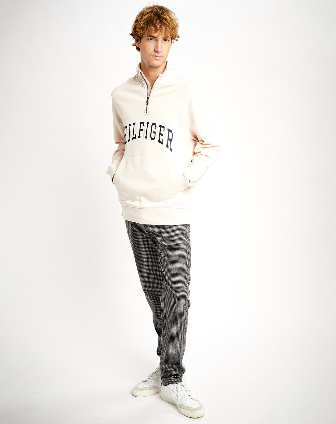 Tommy Hilfiger Pantalon chino Modern Ginham à carreaux gris foncé