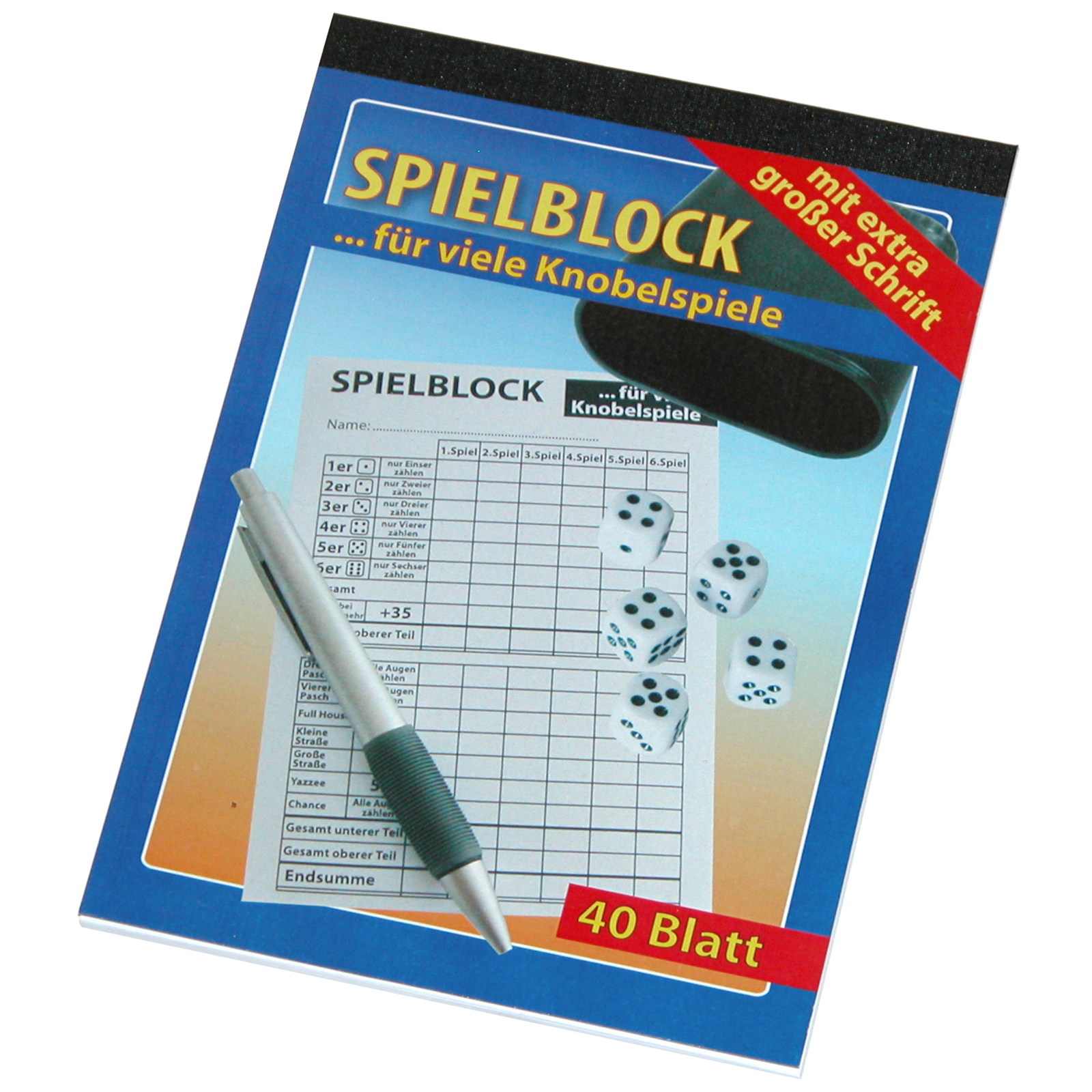 Spielblock für Knobelspiele - mit extra großer Schrift