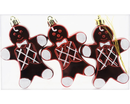 Kerstdecoratie peperkoekfiguren bruin 100 cm 3 stuks