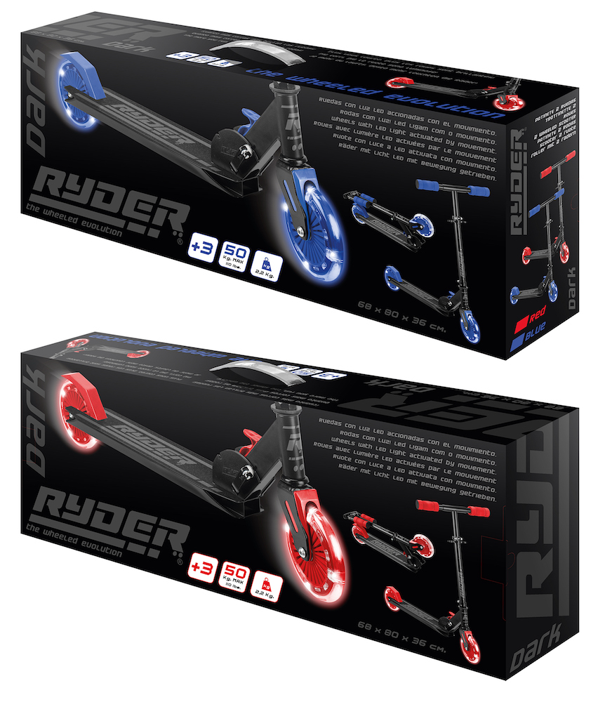 Patinete Ryder Dark com Luz LED de 2 Rodas (3441)
