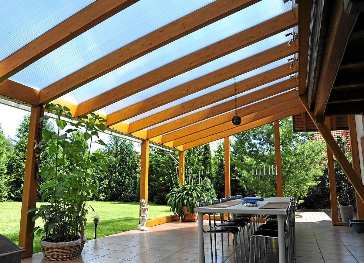 Terrassendach Terrassenüberdachung Carport Komplettset ECO Polycarbonat 16mm klar 3500mmx5110mm (TxB)