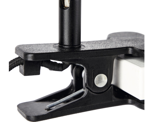 Klemlamp, 1-lichts, HxBxD 18x8x14 cm, kleur Manama hout - donker/zwart mat, met inline snoerschakelaar