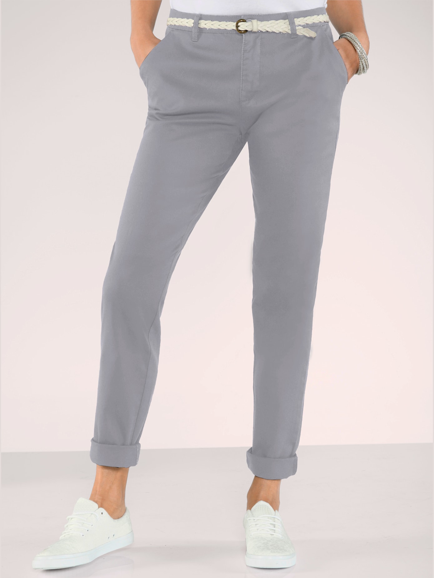 Pantalon chino femme en coton extensible