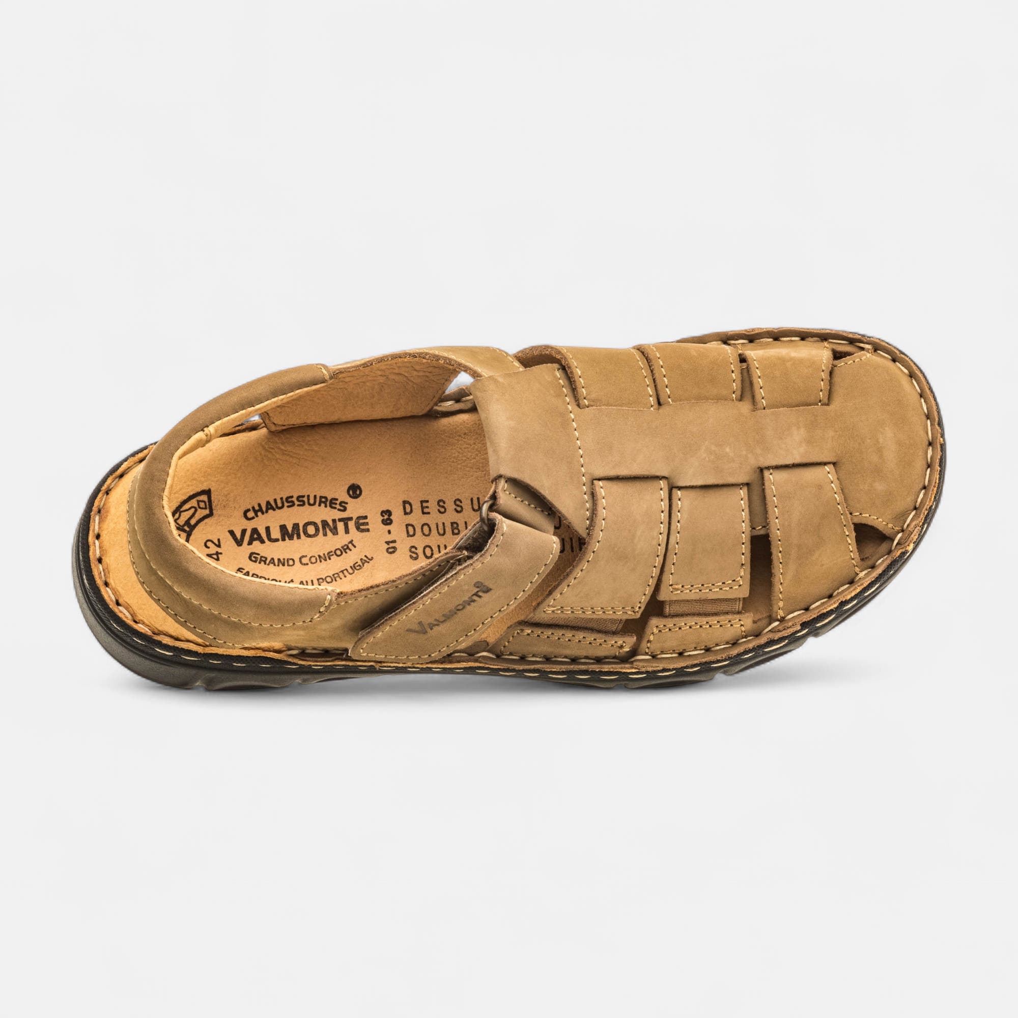 Nu-pieds confort Homme en cuir beige