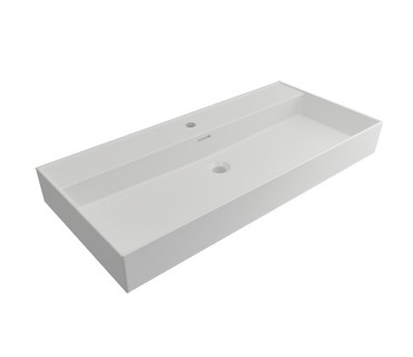 Plieger Kansas wastafel met 1 kraangat met overloop 100x46.6cm mat wit