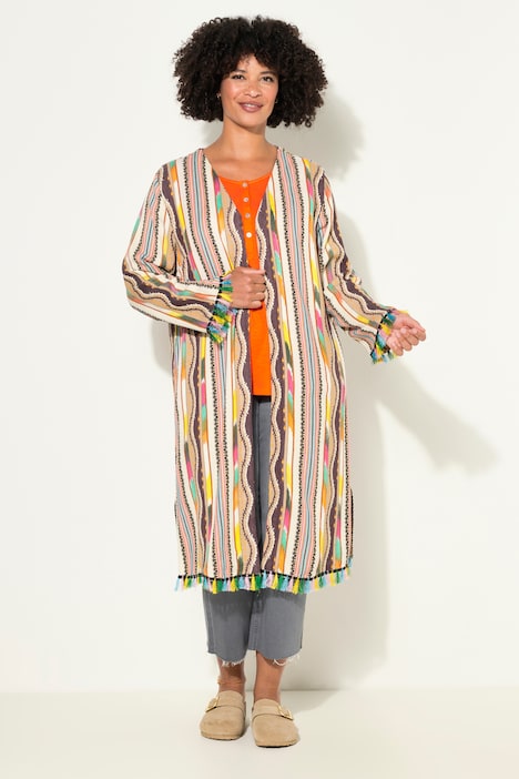 Kimono, lockere Passform, Mustermix, offene Jacke