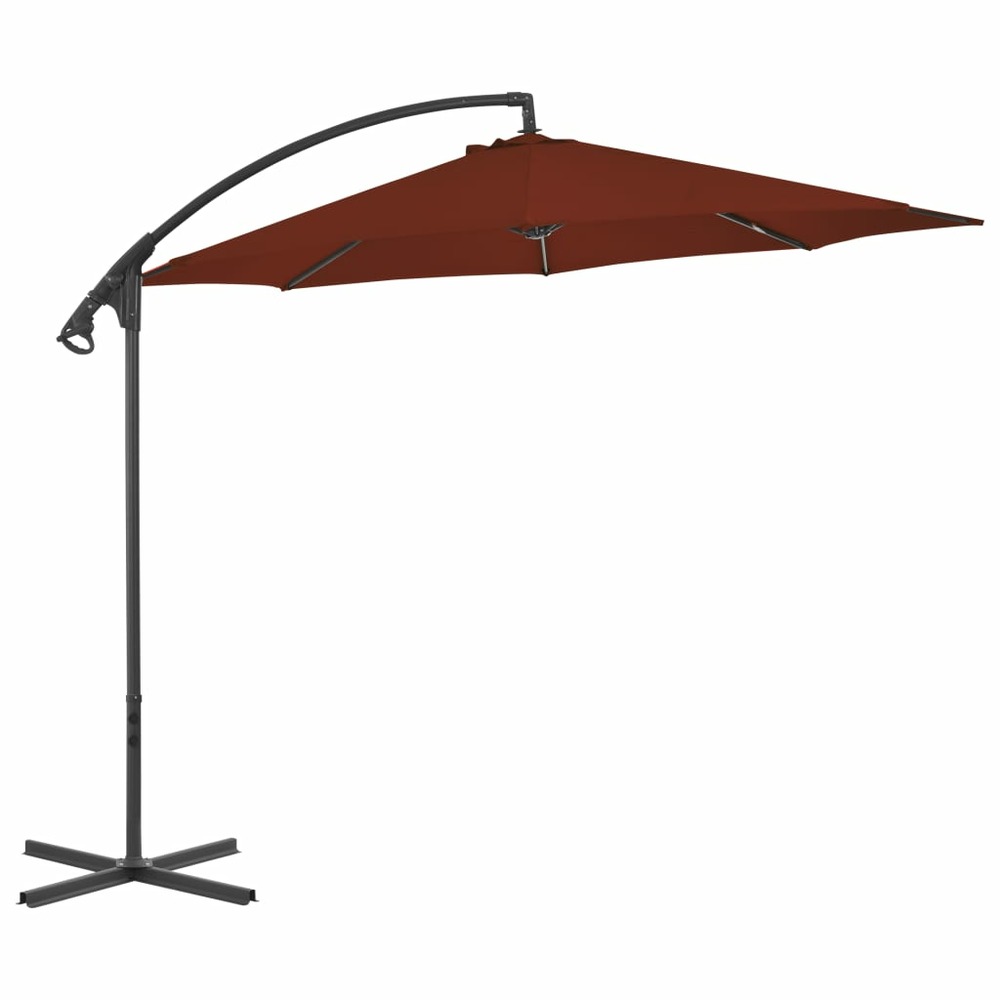 Parasol meuble de jardin déporté avec mât en acier 300 cm terre cuite