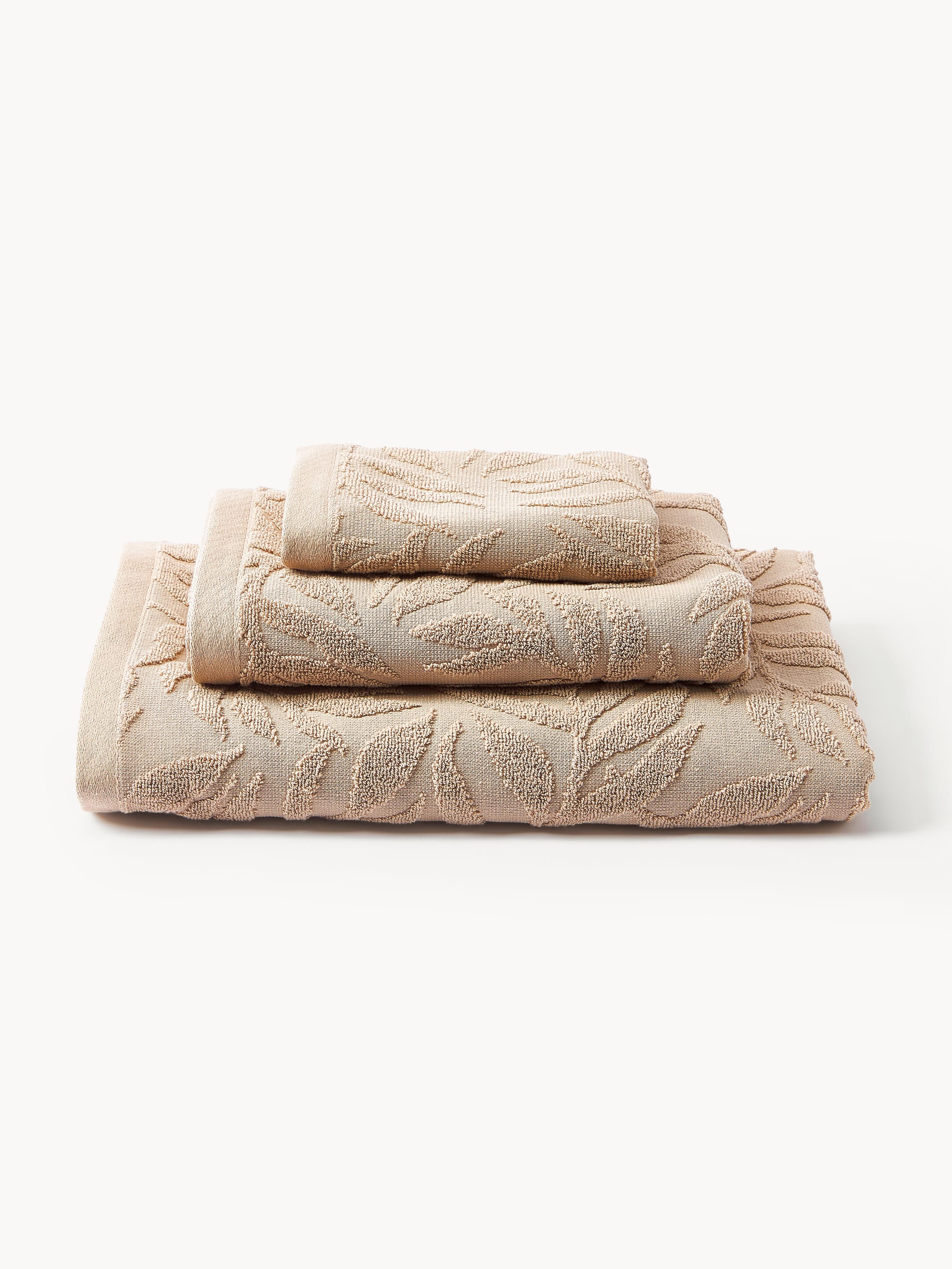 Handdoek Leaf met hoog-laag patroon, in verschillende formaten