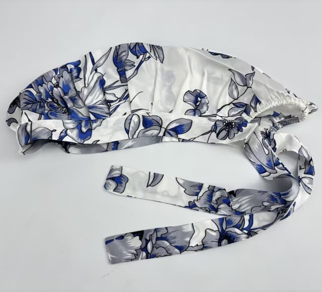 Justerbar Silke Sleep Cap til langt hår, 100% Mulberry Silke Lyseblå