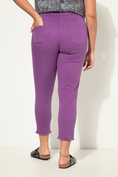 7/8-Twillhose, verzierter Fransensaum, 5-Pocket