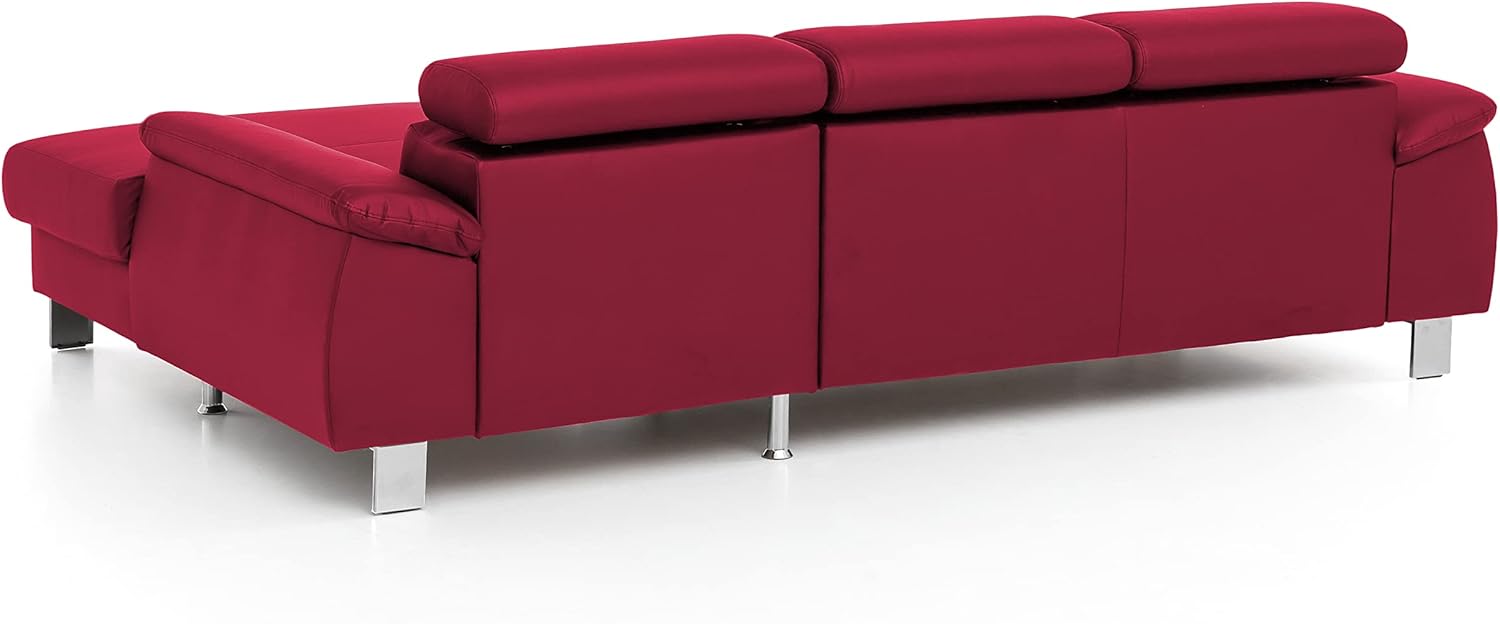 Mivano Ecksofa Micky mit Recamiere / L-Form-Sofa mit Schlaffunktion, Bettkasten und Kopfteilverstellung / 244 x 72 x 166 / Kunstleder, Rot