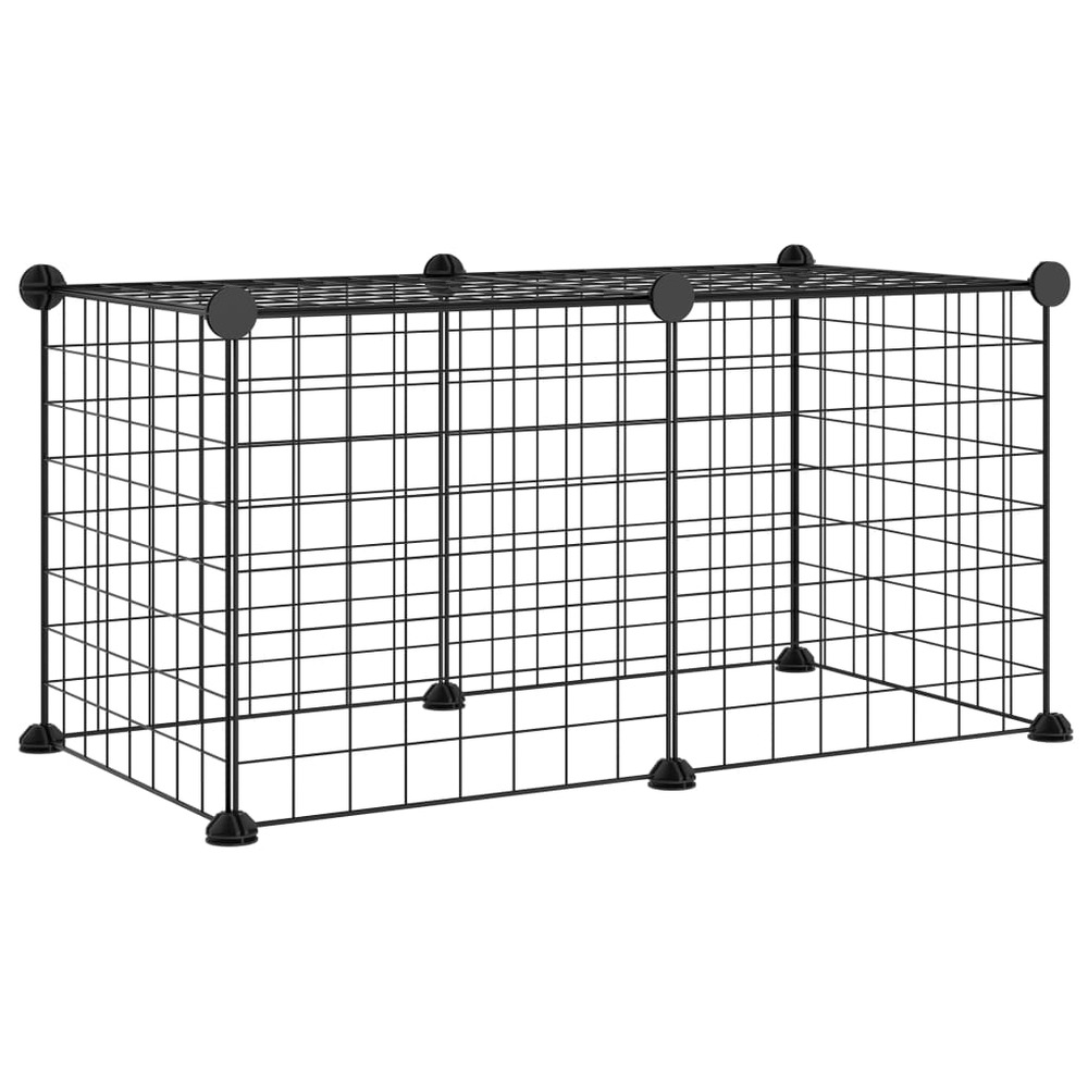 Cage animaux de compagnie à 8 panneaux noir 35x35 cm acier