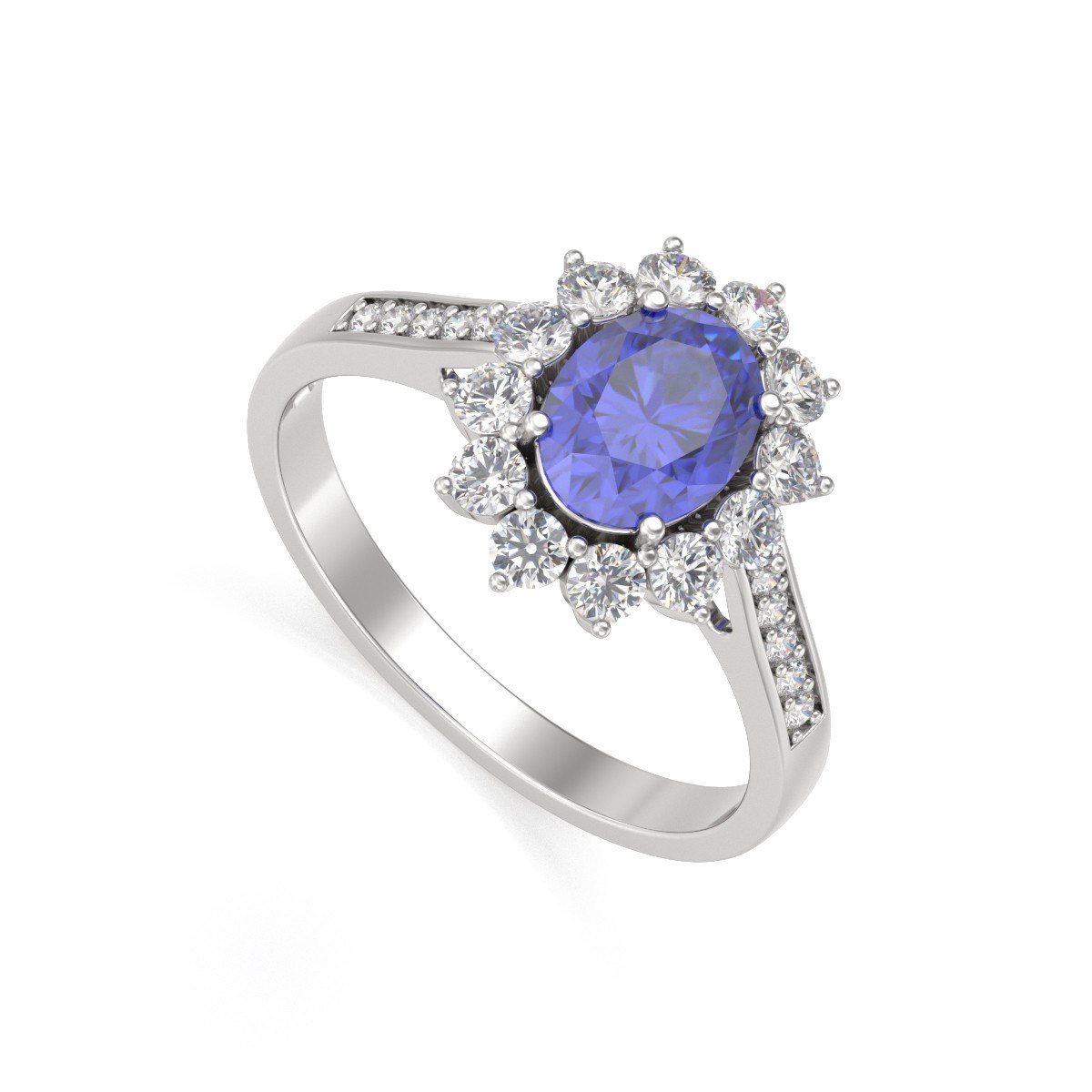 Bague ADEN Tanzanite et diamants sur Argent 925 2.92grs