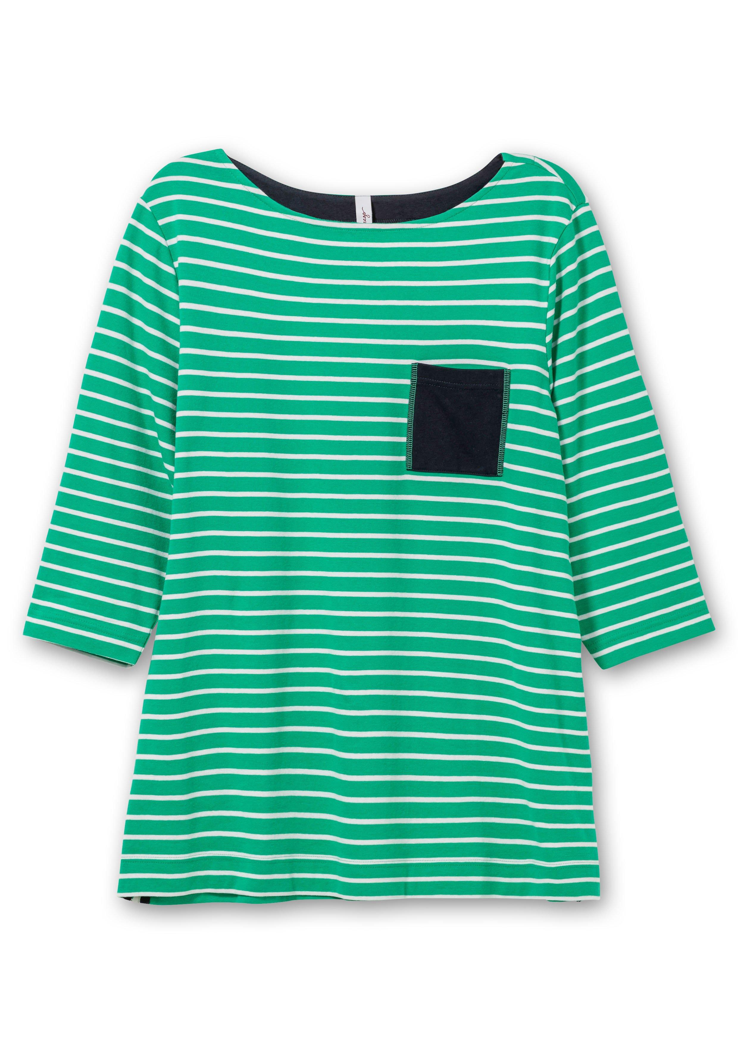 Ringelshirt mit kontrastfarbener Brusttasche