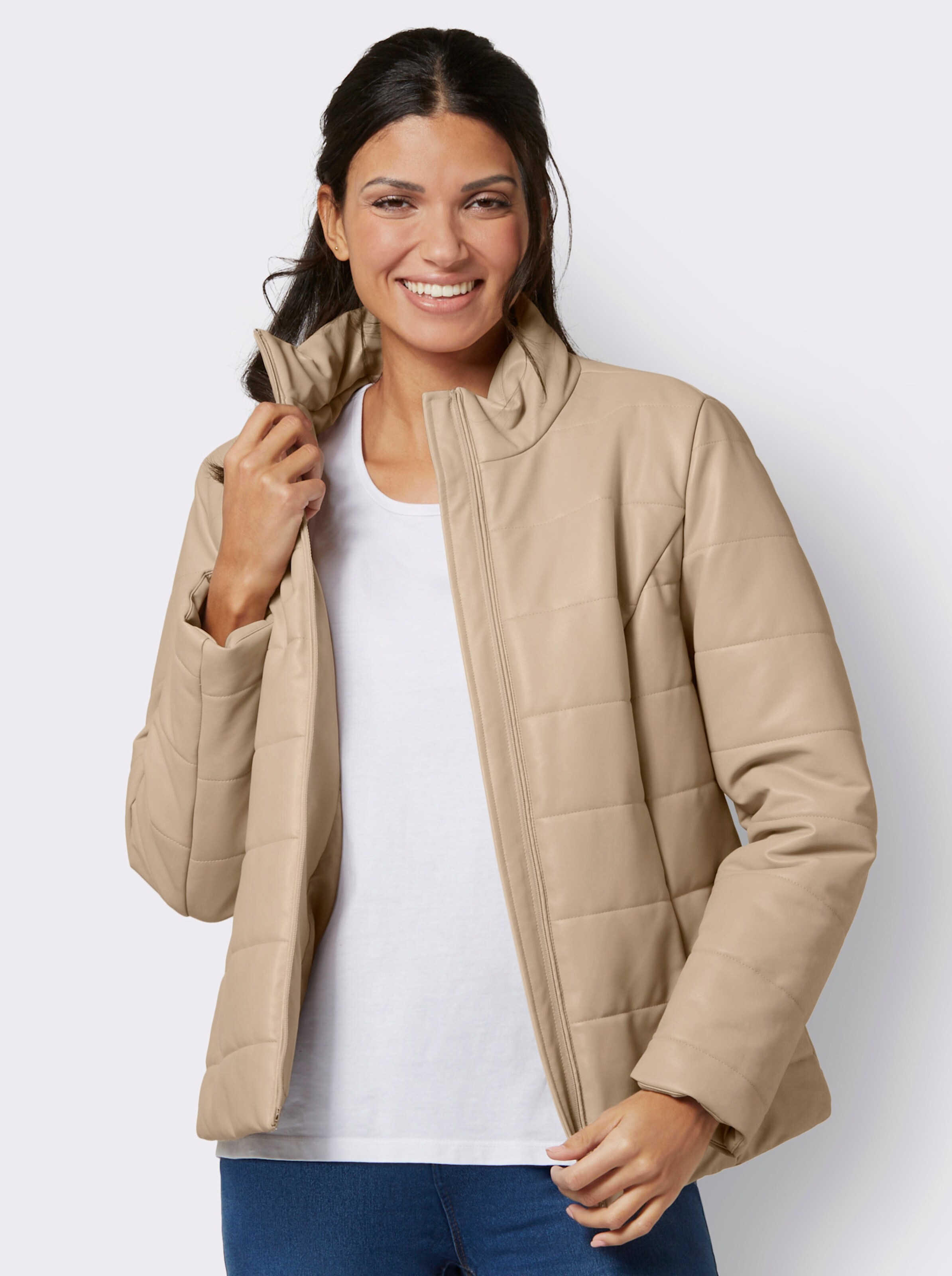 Lederimitatjacke mit Stepp-Muster