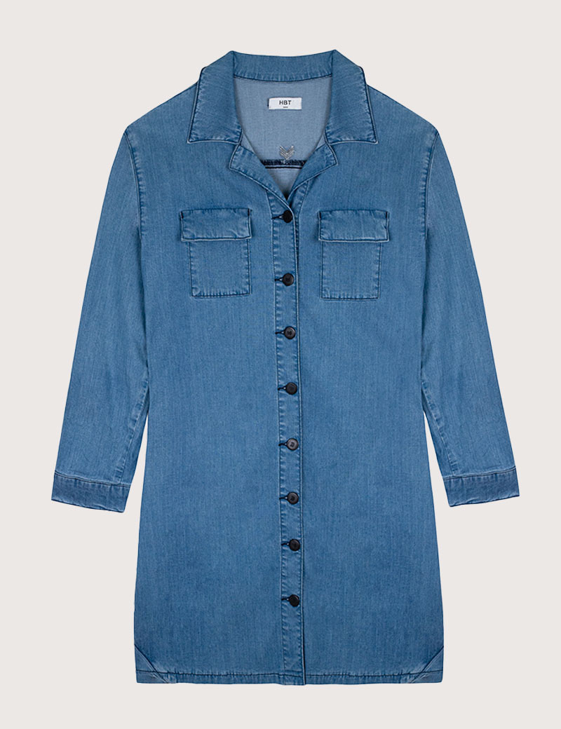 HBT DENIM LIGHT | RACHEL ROBE CHEMISE BLEUE FEMME