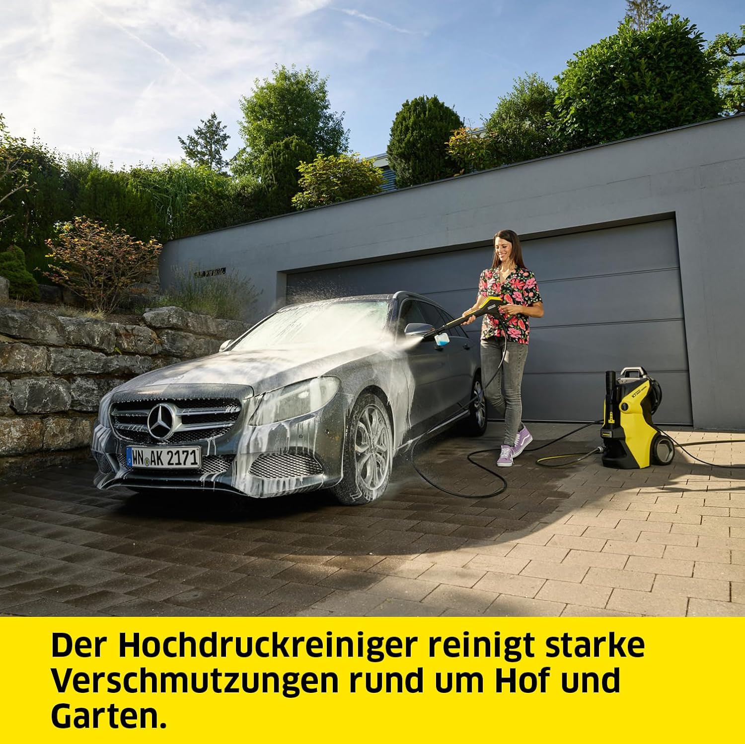 Kärcher Hochdruckreiniger K 7 Premium Smart Control Home: Bluetooth-App-Verknüpfung - unsere kraftvollste Lösung für Jede Aufgabe - inkl. Schlauchtrommel & Flächenreiniger, Kabelgebunden