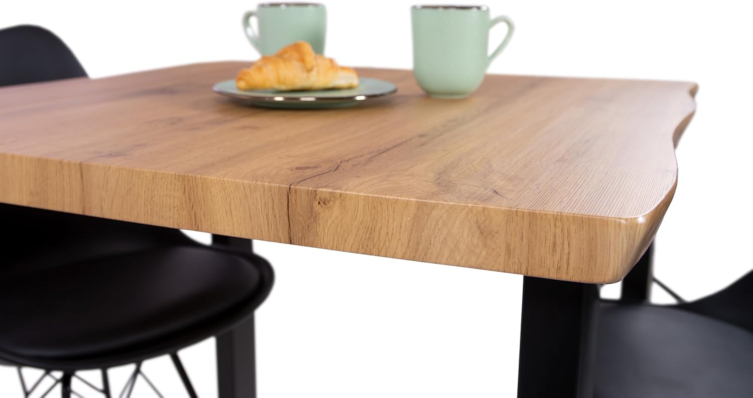 SAM Esstisch Josy | 80 x 80 cm | Holz Wildeiche-Optik | U-Gestell Metall schwarz | 40 mm Tischplatte mit Baumkante | Tisch für Esszimmer & Küche
