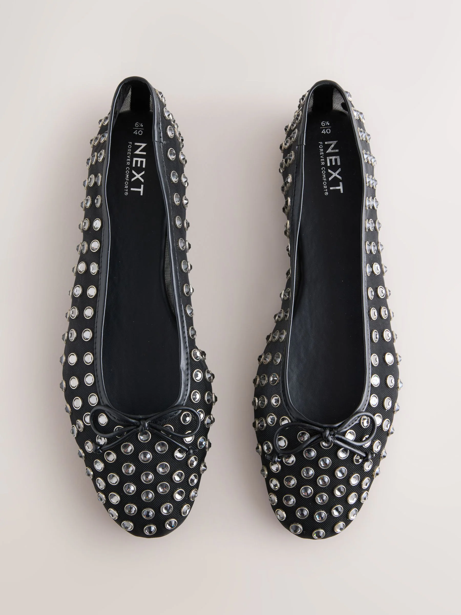 Zwart - Forever Comfort® Mesh Jewelled Ballerina Shoes