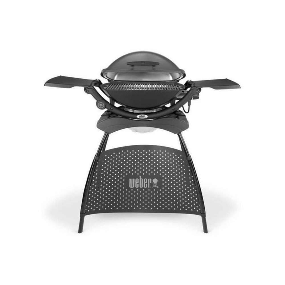 Barbecue électrique q2400 avec stand - grille acier 55x39 cm - couvercle avec réflecteur de chaleur - gris