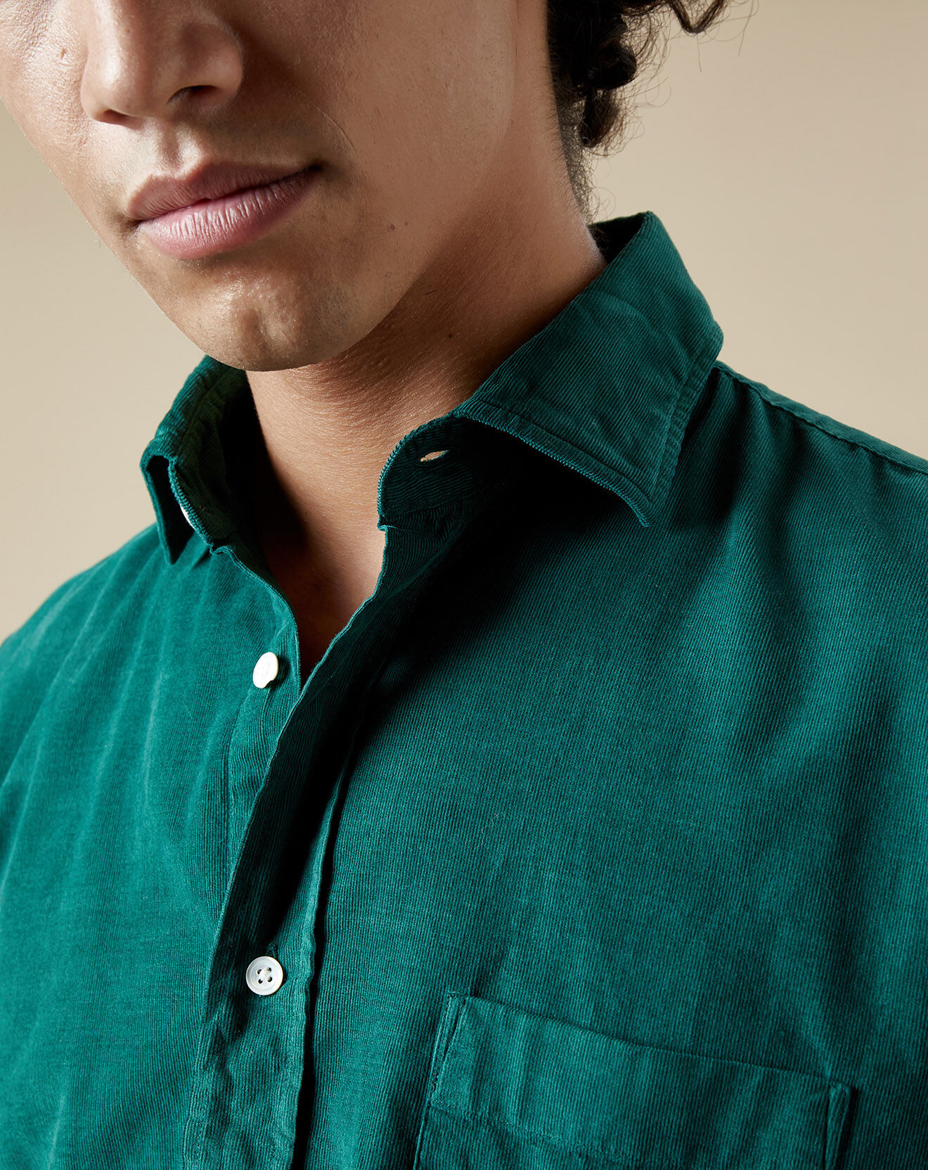 Hartford Chemise en Velours Milleraies regular Paul Pat verte