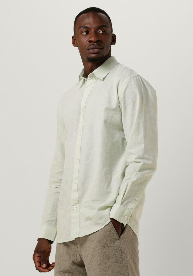 SELECTED HOMME groene selected homme klassiek overhemd slhslimnew-linen shirts ls classic w