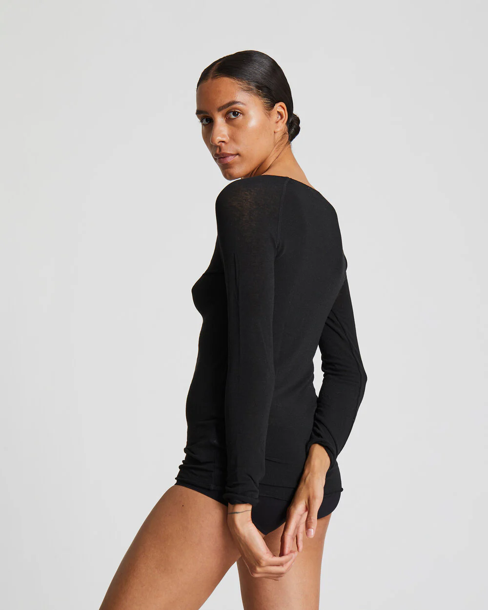 Gai+Lisva  Amalie wool langærmet t-shirt - sort