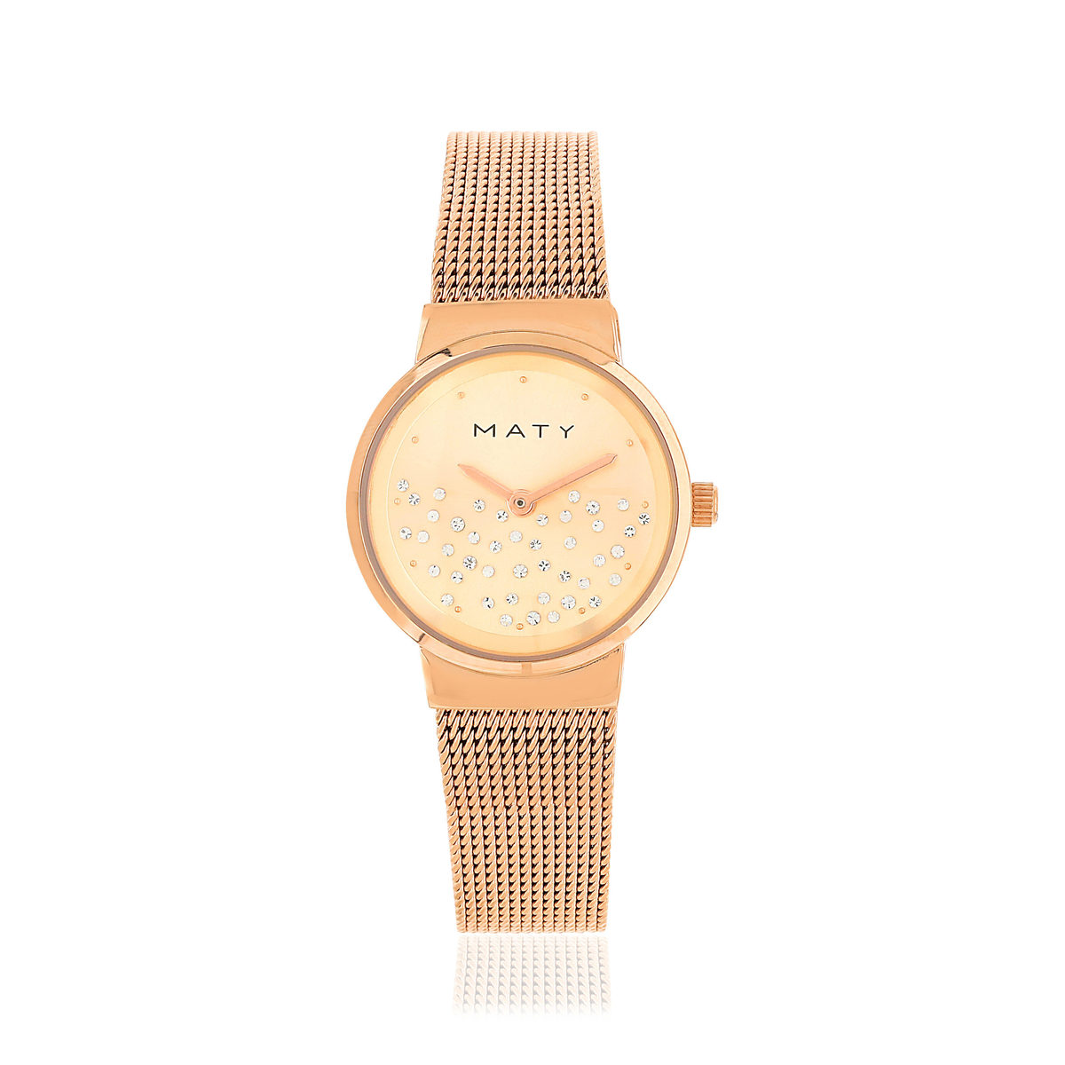 Montre femme dorée rose bracelet maille milanaise