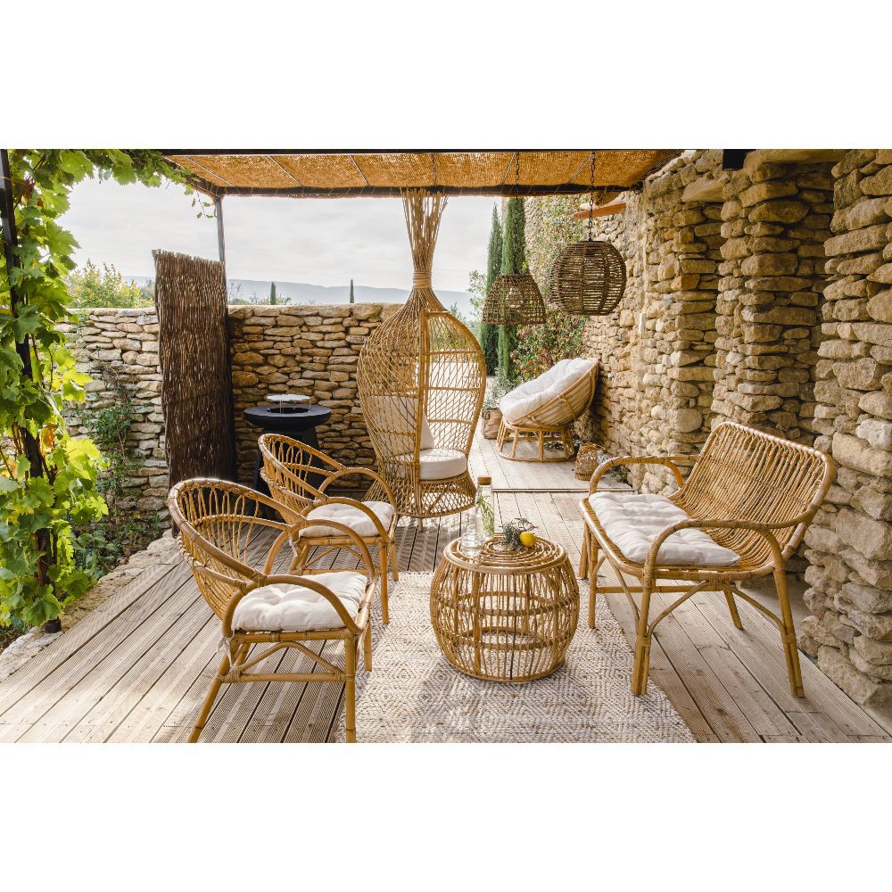 Fauteuil kiosque Louise rotin naturel polycoton 87x82xH220cm