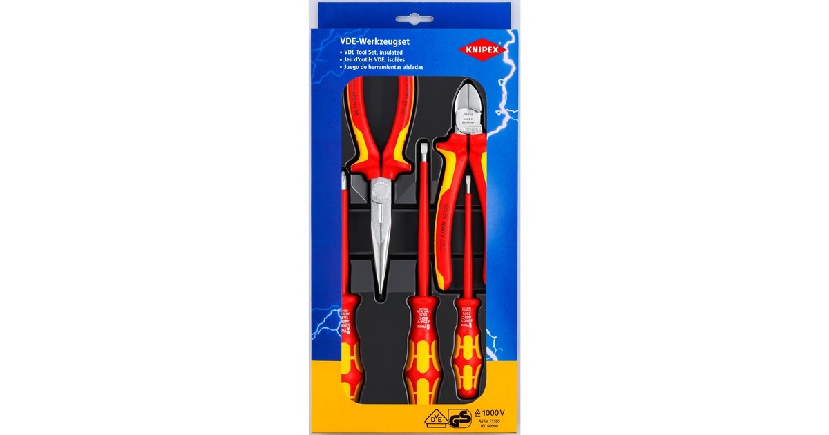 KNIPEXVDE-gereedschapset 00 20 13 gereedschapsset  (Rood/geel, 5 delig)