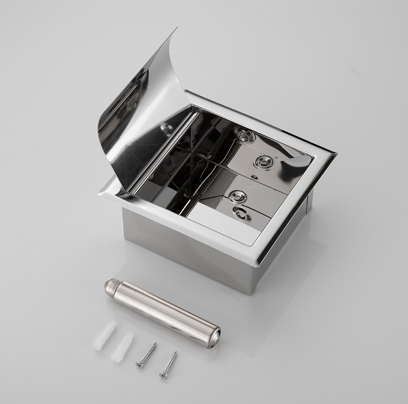 Saniclear Talpa inbouw toiletrol houder met klep chroom