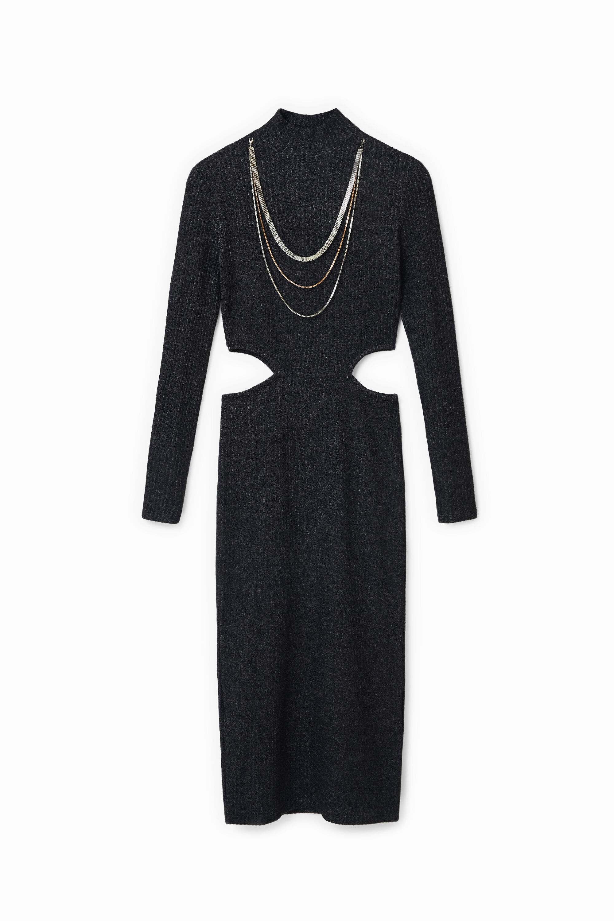 Vestido midi com recortes