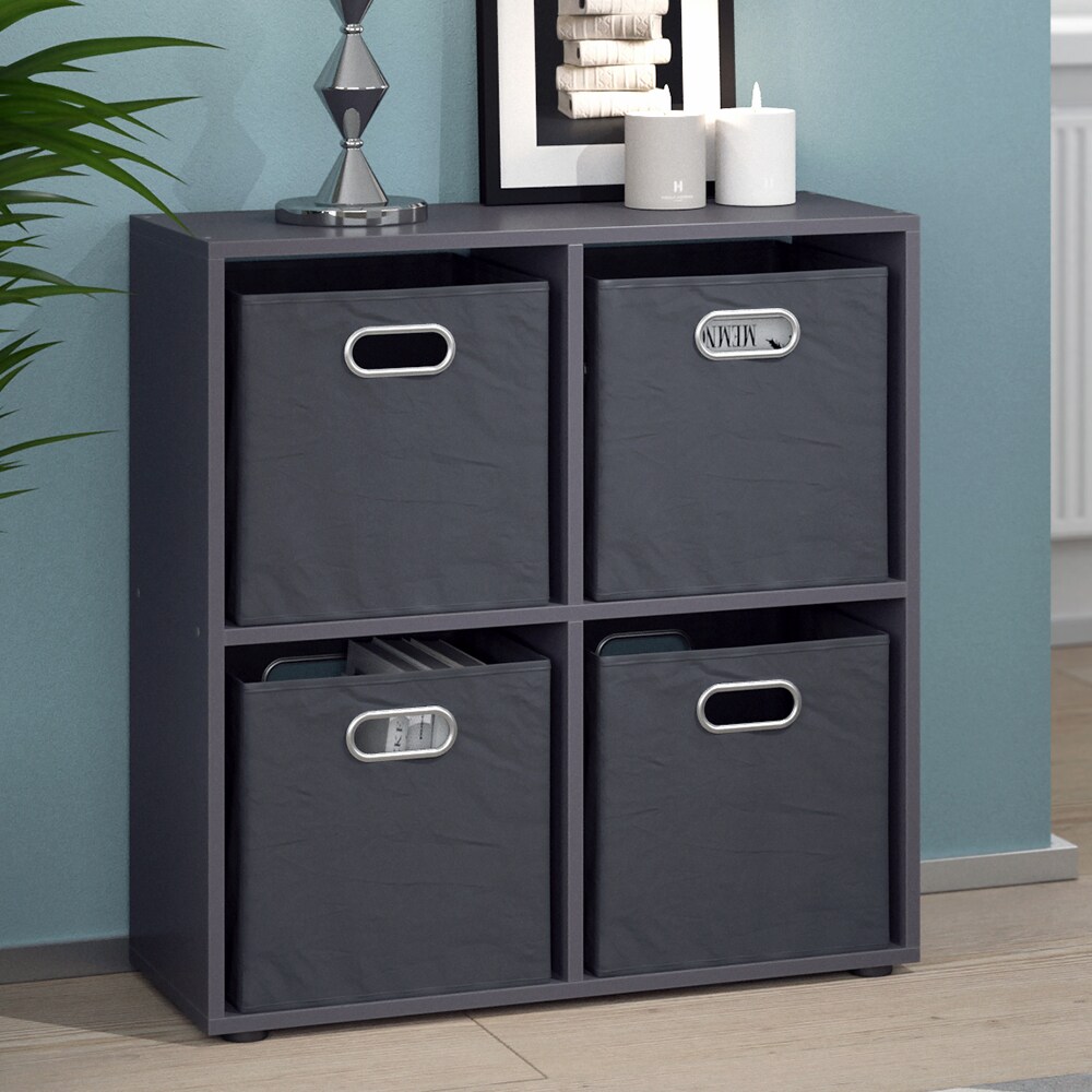 Vicco Raumteiler Standregal Bücherregal 4 Fächer Tetra Grau Hochregal Faltbox