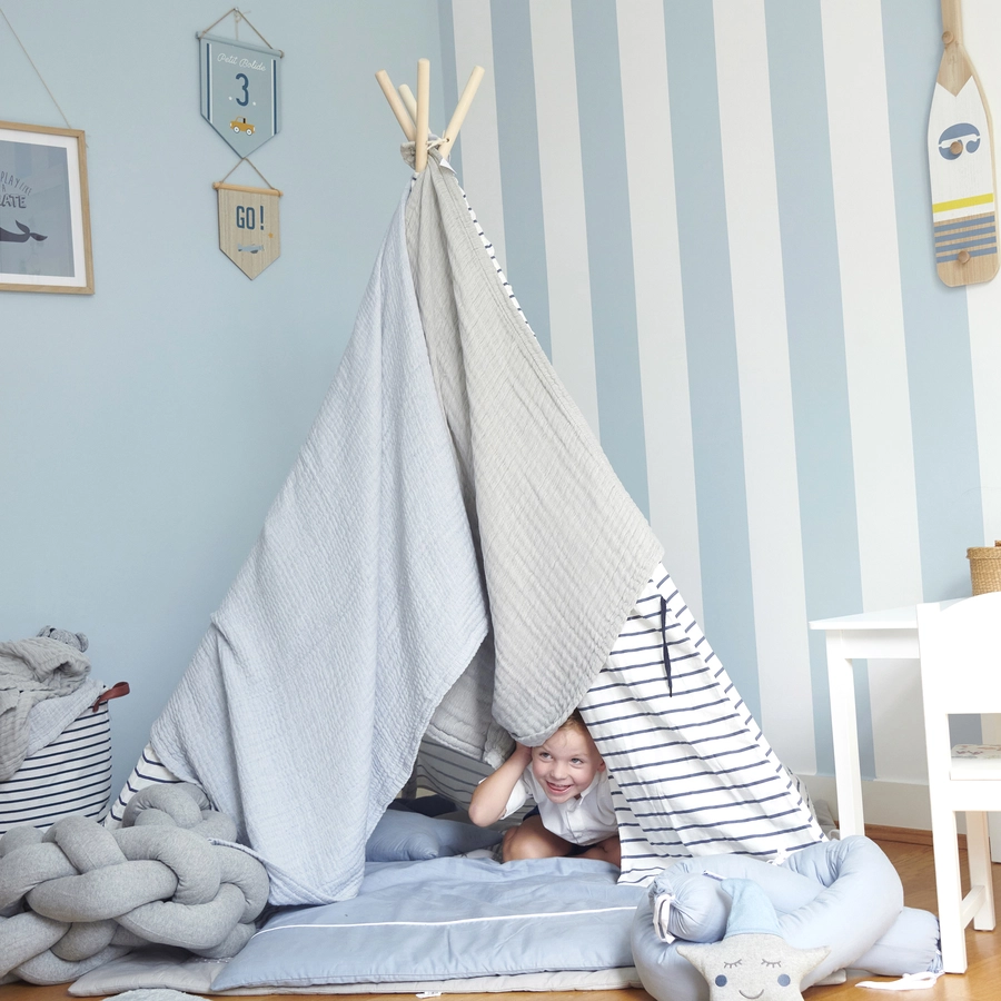 Nordic Coast Company Musselindecke hellblau 90 x 120 cm