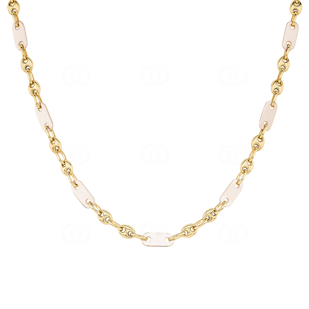 Schiffsankerkette 2+1 massiv 750/18 K Gelbgold Bicolor