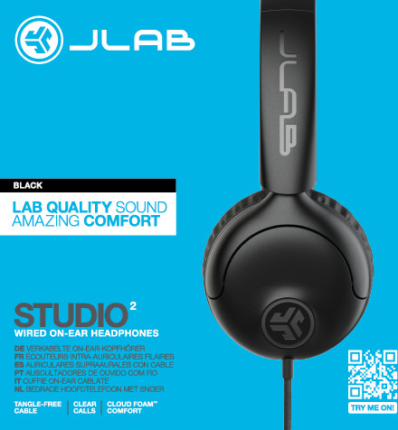 Studio 2 Kabelgebundene On-Ear Kopfhörer Wired Headset mit 3.5mm Klinkenstecker (IEUHWSTUD2RBLK93) - Schwarz