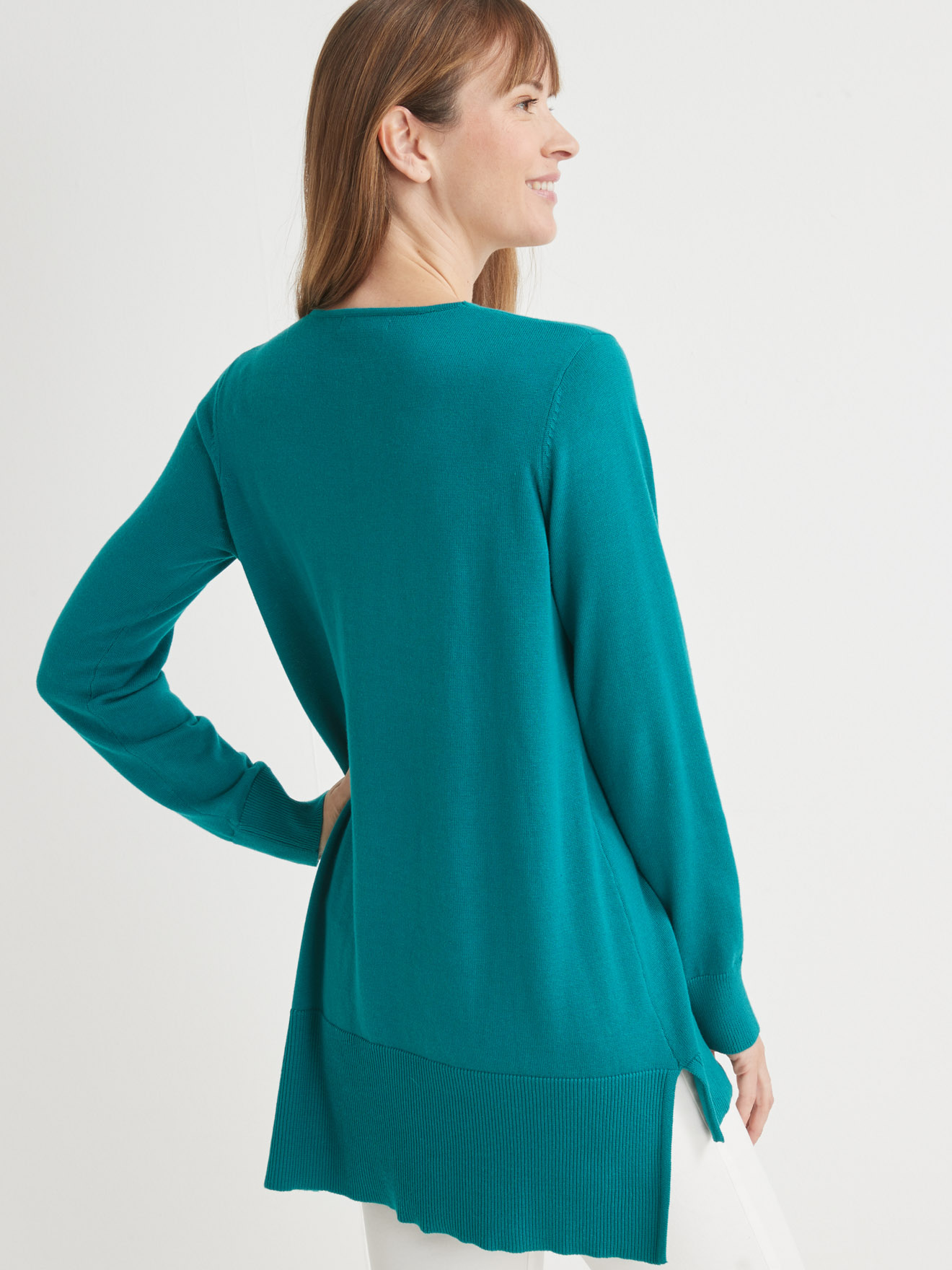 Pull tunique maille fine col V
