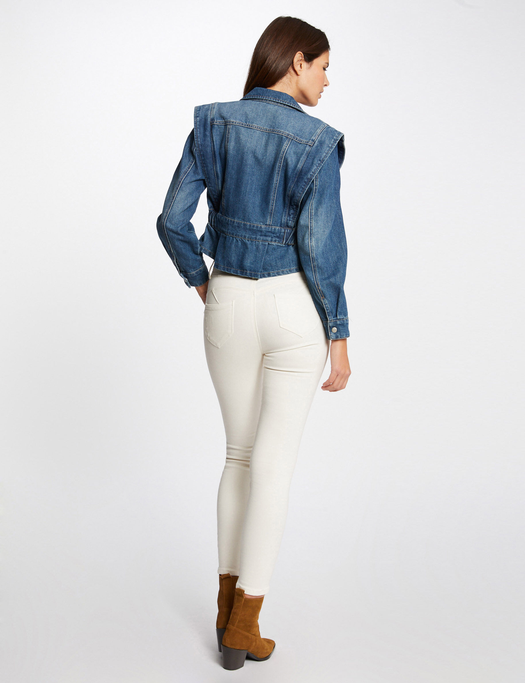 Pantalon slim avec détails bijoux ivoire femme - ivoire