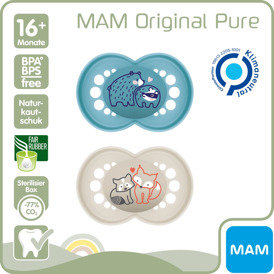 MAM Schnuller Original Latex, 2 Stk., BärFuchs, 16+ Monate