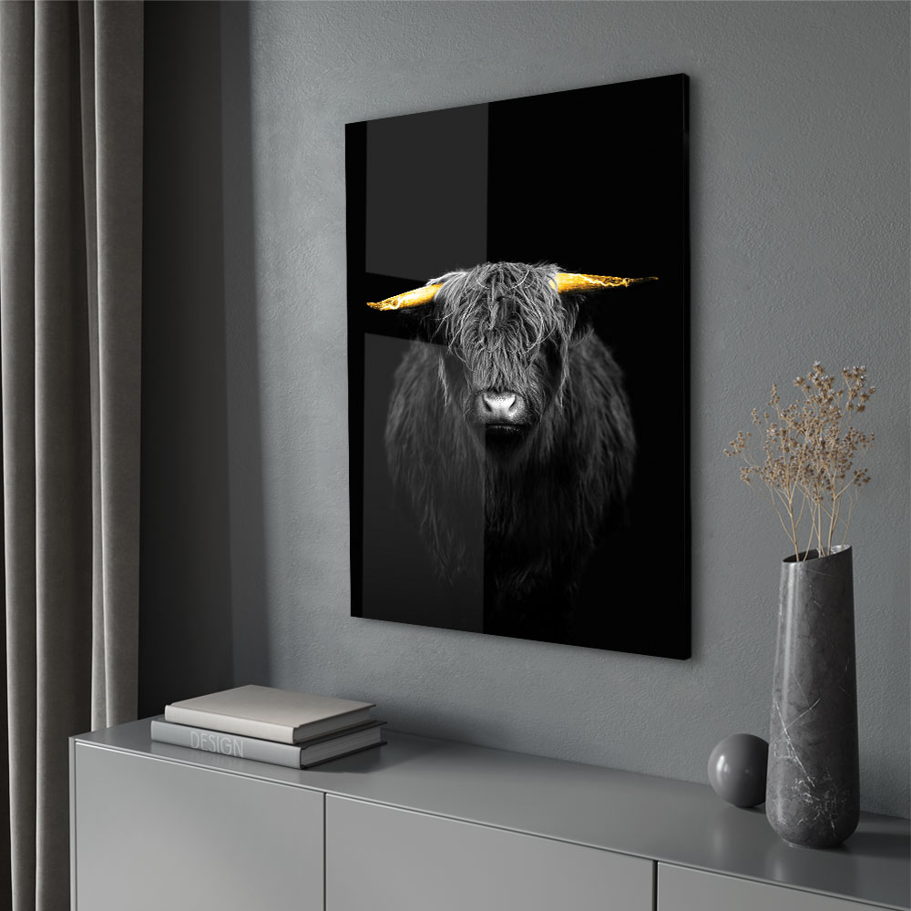 Walljar acrylglas schilderij - Gold Ox Horns Acrylglas schilderij - 80 x 120 cm