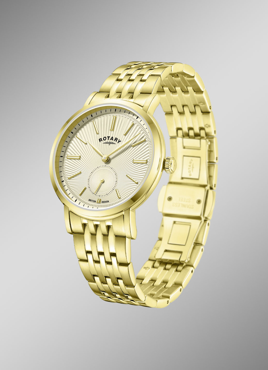 Rotary Quartz-Herrenuhr mit Edelstahlbandgehäuse