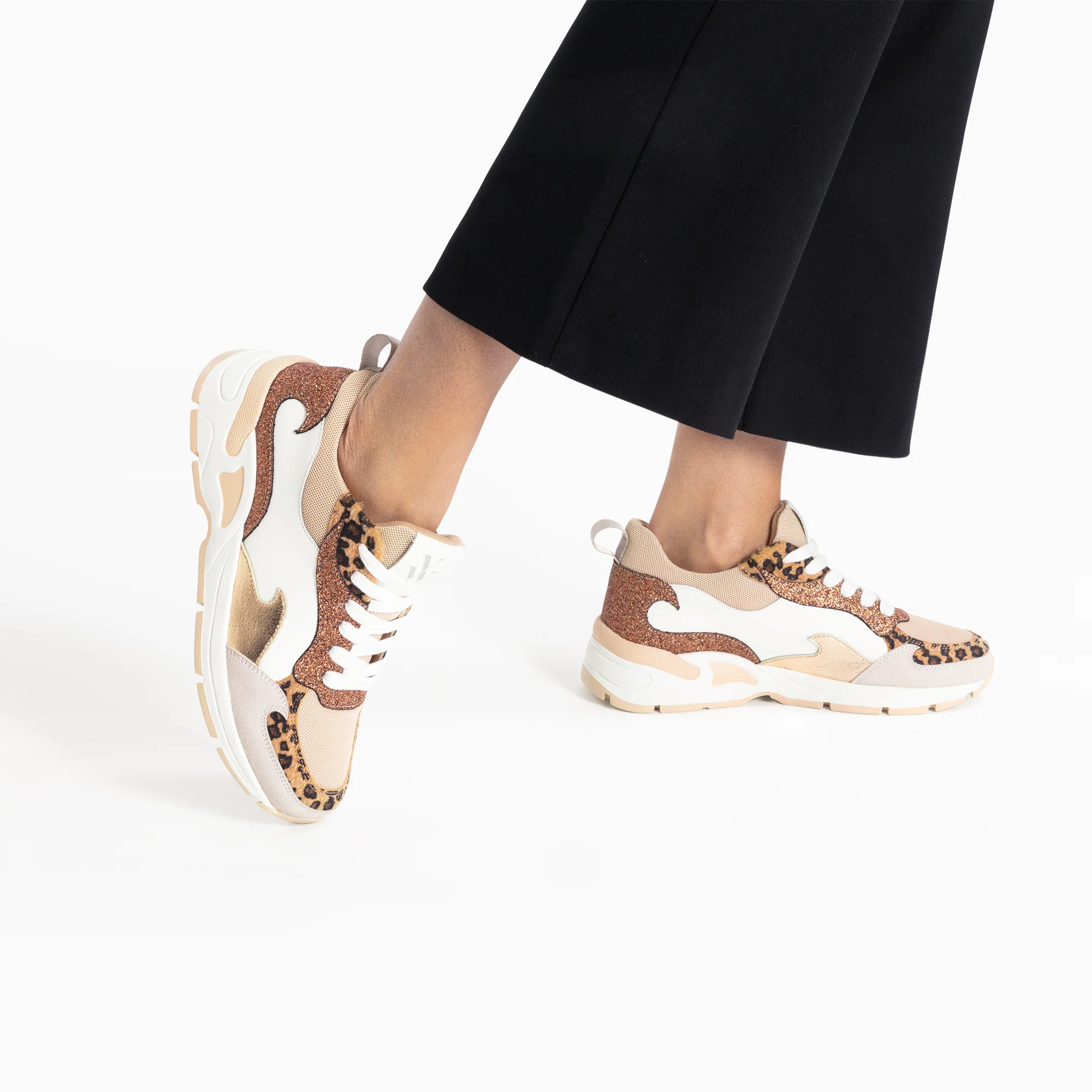 Sneakers-Baskets flamme Nora blanc et bronze