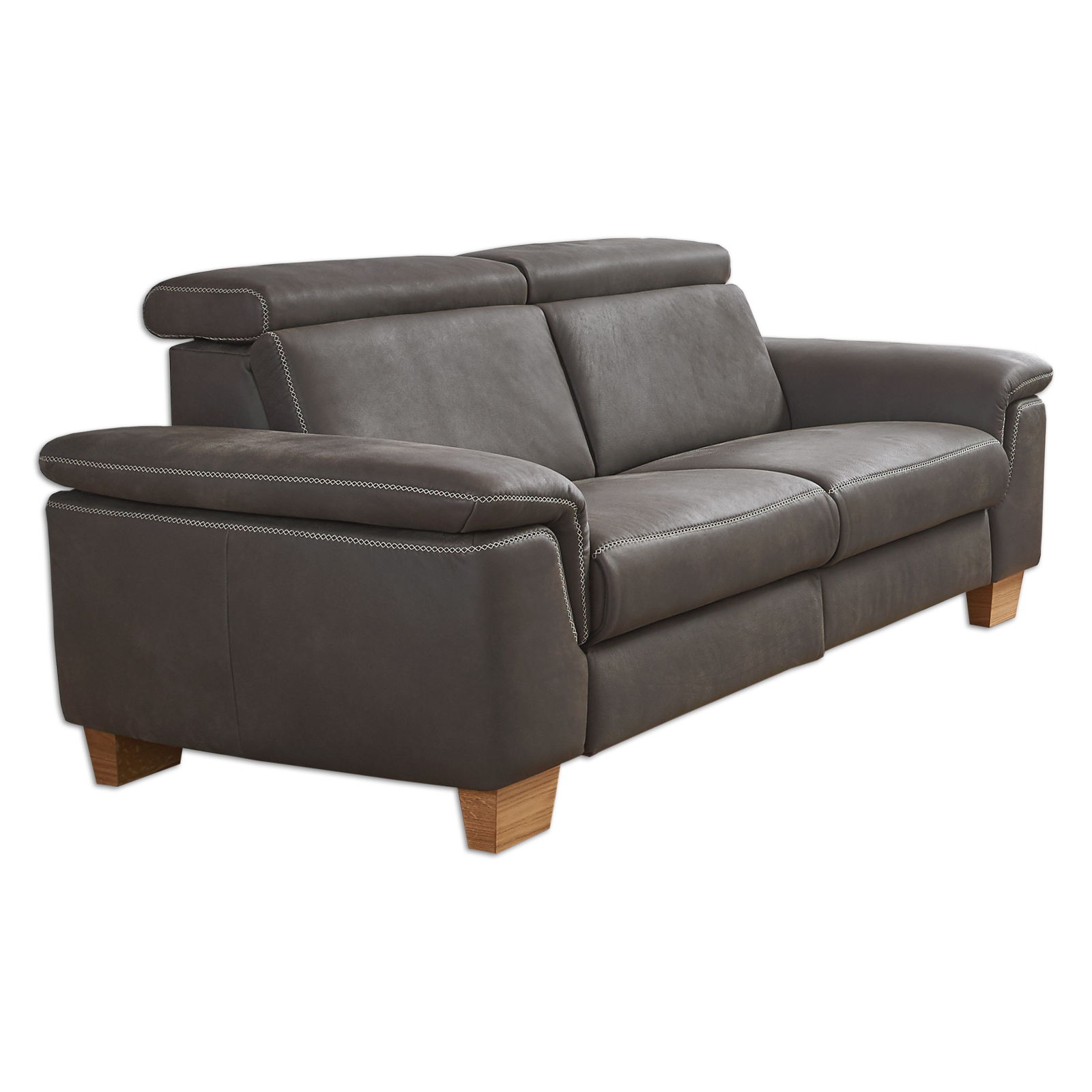 polsterpower 2,5-Sitzer Ledersofa - grau