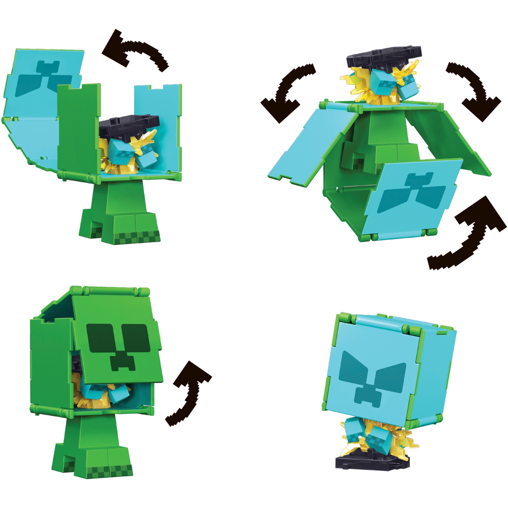 Mattel Spielfigur Minecraft Flippin' Figure Creeper + Charged Creeper