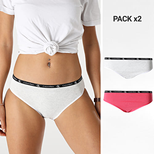 Lot De 2 Culottes Femme QD3991E Rose Blanc Chiné
