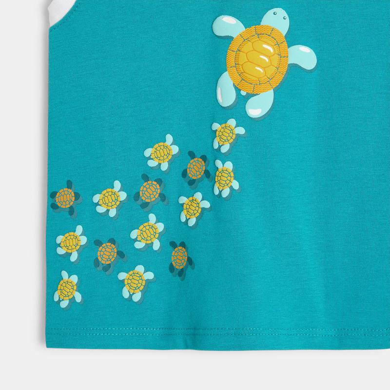 Débardeur illustration tortues bleu bébé garçon Bleu