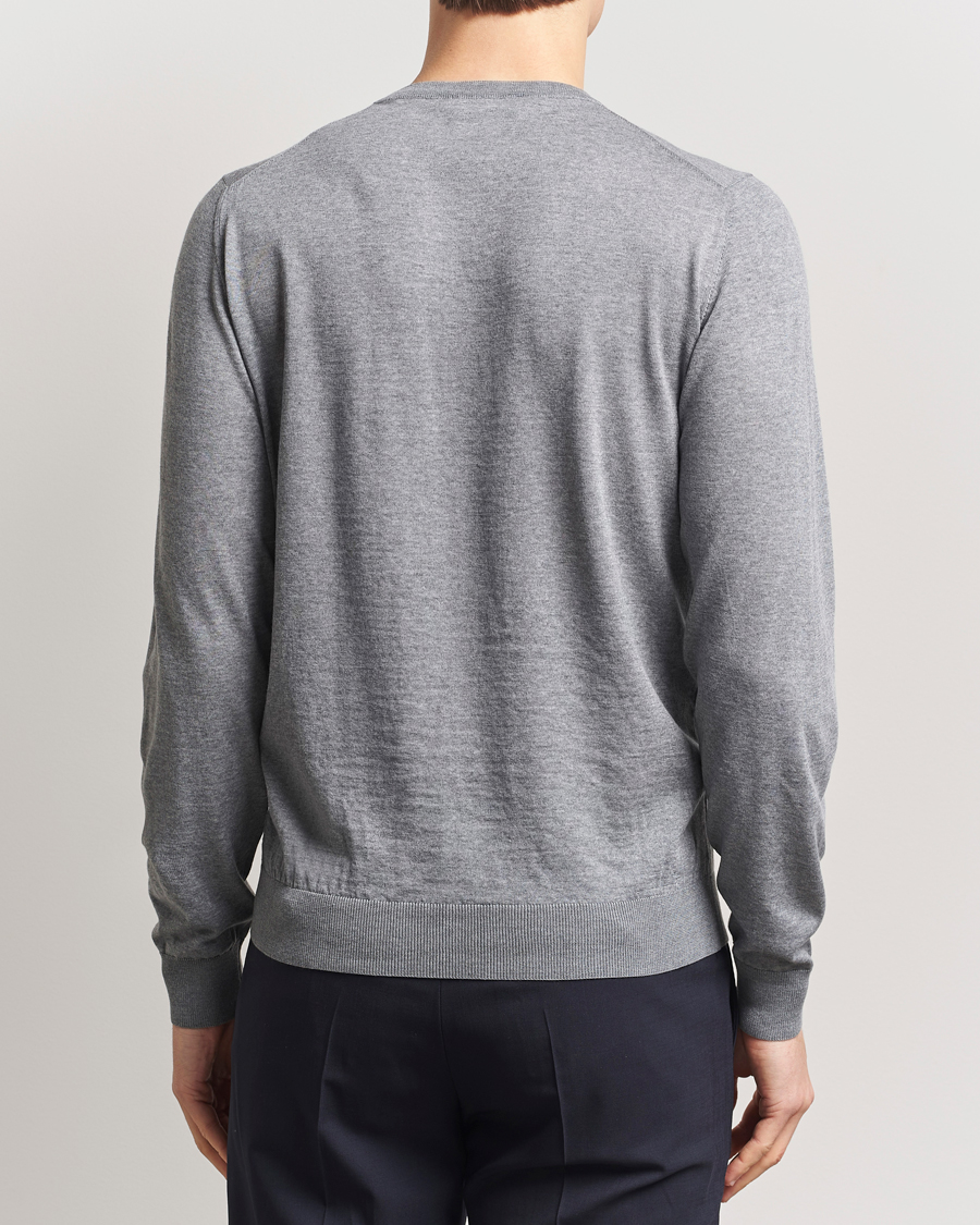 Piacenza Cashmere Merino Wool Crew Neck Sweater Light Grey
