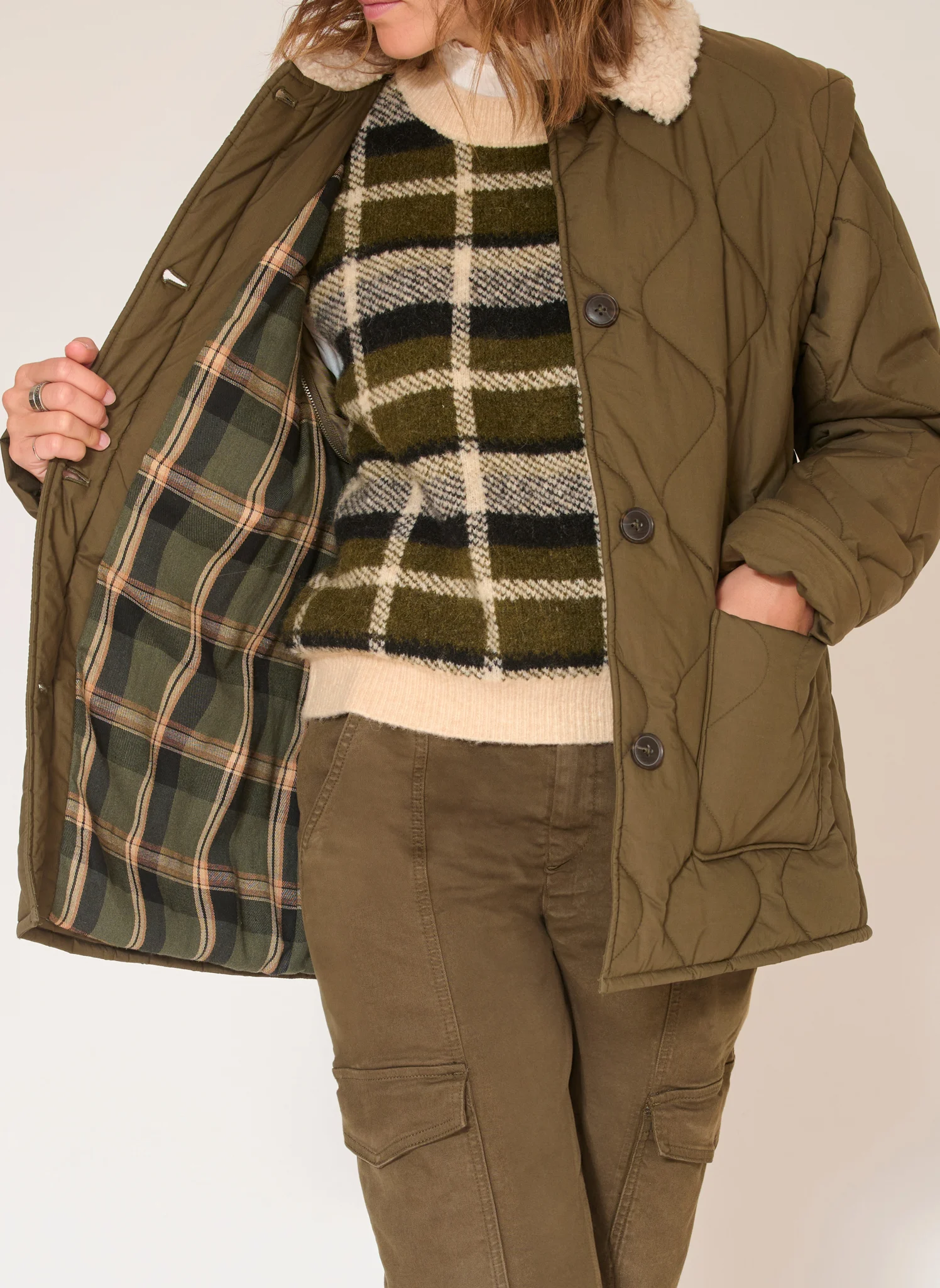 MILDRED - Manteau oversized matelassé en coton| Vert