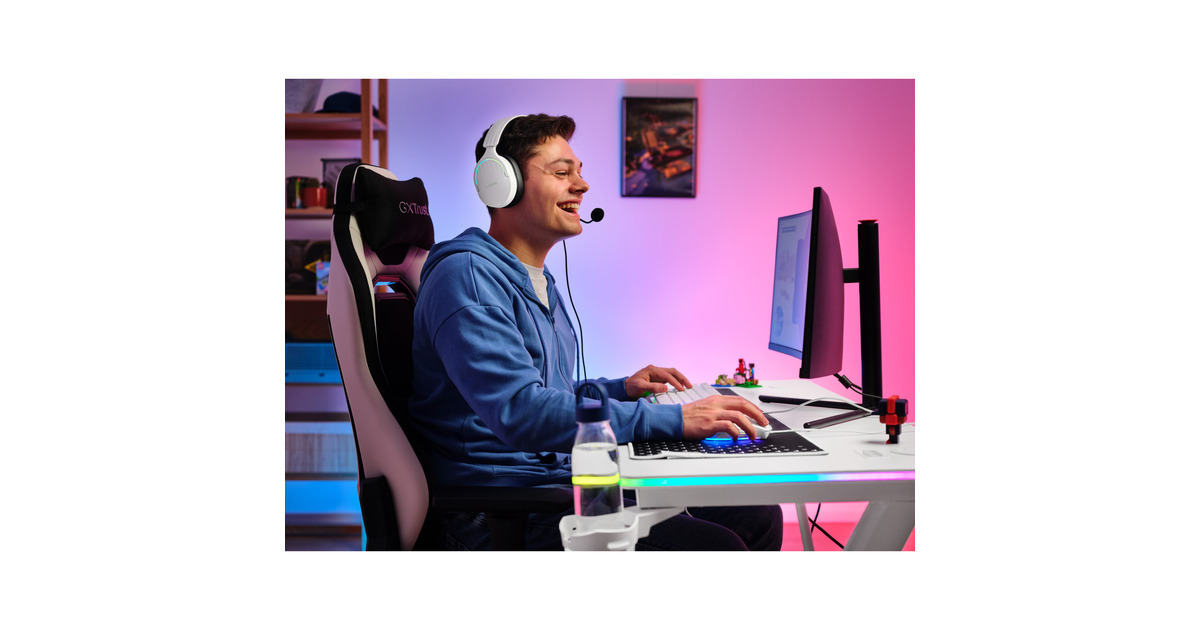 TrustGXT 709W Luminus RGB-gamingbureau gaming desk  (Wit)