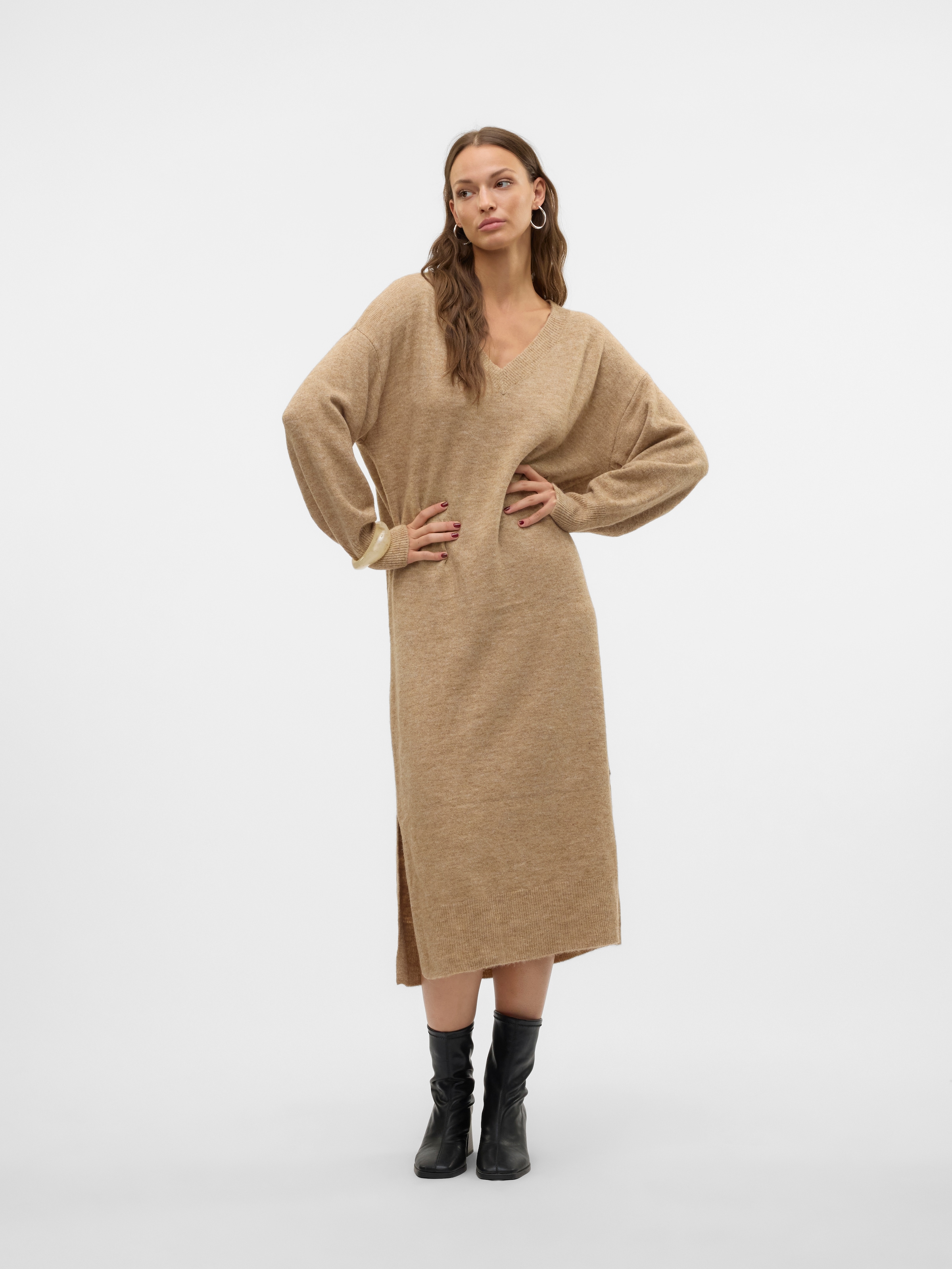 Vero Moda Strickkleid »VMJUPITER LS V-NECK CALF DRESS BF«